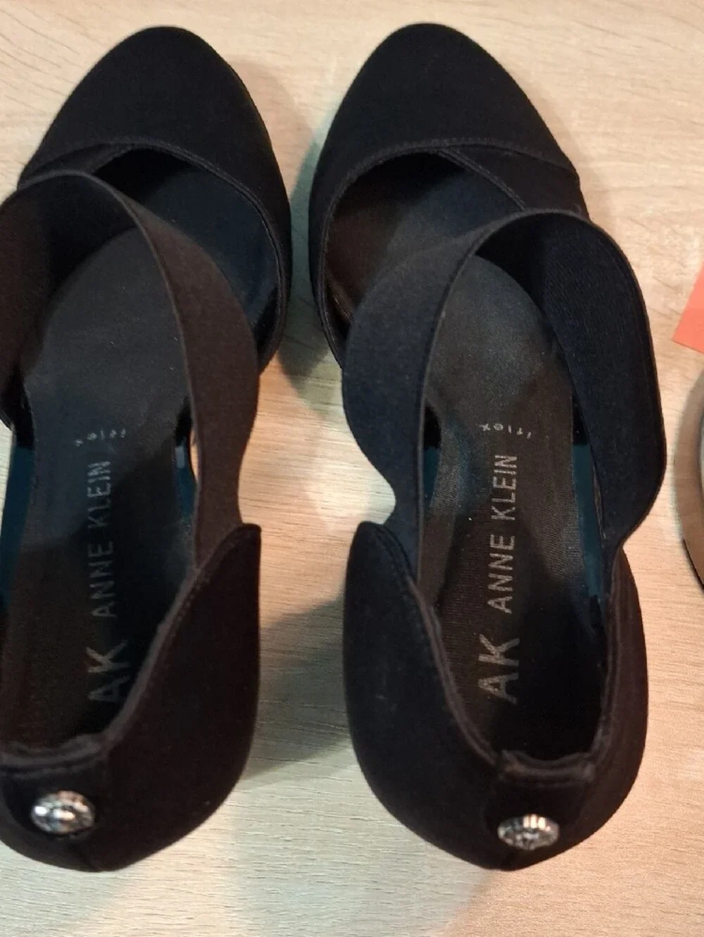 Anne Klein TRILLION Black Wedge with Ankle Strap